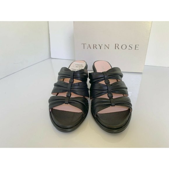 Taryn Rose Maison Platform Wedge Strap Sandal Open Toe Mule Black Leather US 10 - Picture 3 of 7